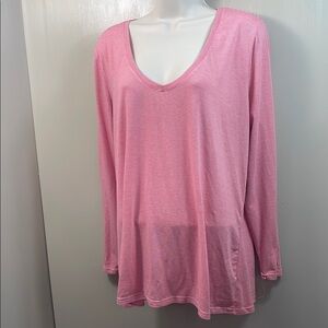 Poof! Pink V-Neck Women's Long-Sleeve Top‎ size 2X